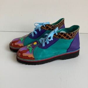 Soletech art to wear painted lace sneakers palm trees sun and moon